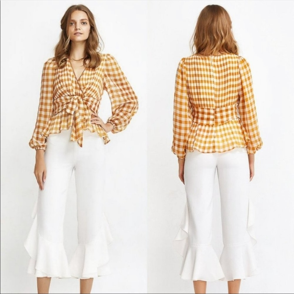 Anthropology “Find Me Now” Gingham Blouse Sz. M